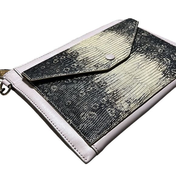 Lori Goldstein Clutch Envelope Purple Lilac Snakeskin Pattern Genuine Leather - Picture 3 of 8